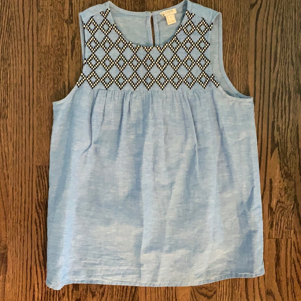 J Crew Woman’s Blue Sleeveless Shirt size 4